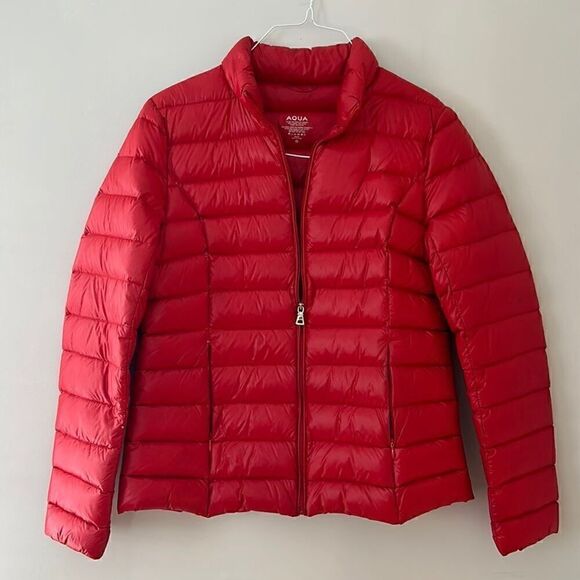 AQUA Down Filled Puffer Coat Jacket, Red, Size Medium - Picture 1 of 7